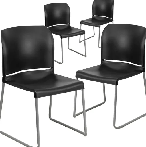 Flash Furniture Folding & Stacking<HERCULES Polypropylene Office Chair, Black, 4/Pack (RUT-238A-BK-GG)