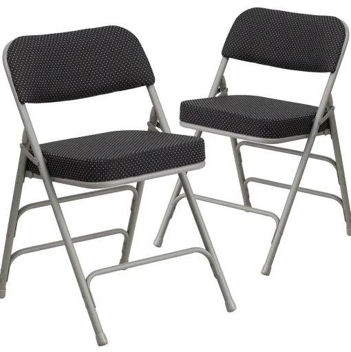 Flash Furniture Folding & Stacking<HERCULES Series Fabric Folding Chair, Black, 2/Pack (2AWMC320AFBK)