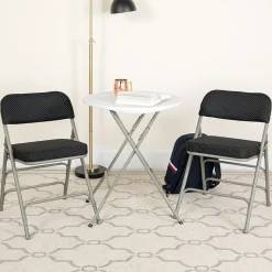 Flash Furniture Folding & Stacking<HERCULES Series Fabric Folding Chair, Black, 2/Pack (2AWMC320AFBK)