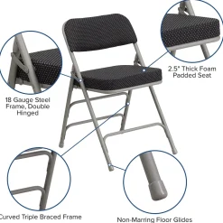 Flash Furniture Folding & Stacking<HERCULES Series Fabric Folding Chair, Black, 2/Pack (2AWMC320AFBK)