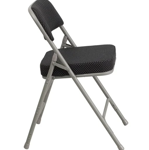 Flash Furniture Folding & Stacking<HERCULES Series Fabric Folding Chair, Black, 2/Pack (2AWMC320AFBK)