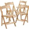 Flash Furniture Folding & Stacking<HERCULES™ Wood Armless Folding Chair, Natural, 4/Pack (4XF2903NATURAL)