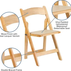 Flash Furniture Folding & Stacking<HERCULES™ Wood Armless Folding Chair, Natural, 4/Pack (4XF2903NATURAL)