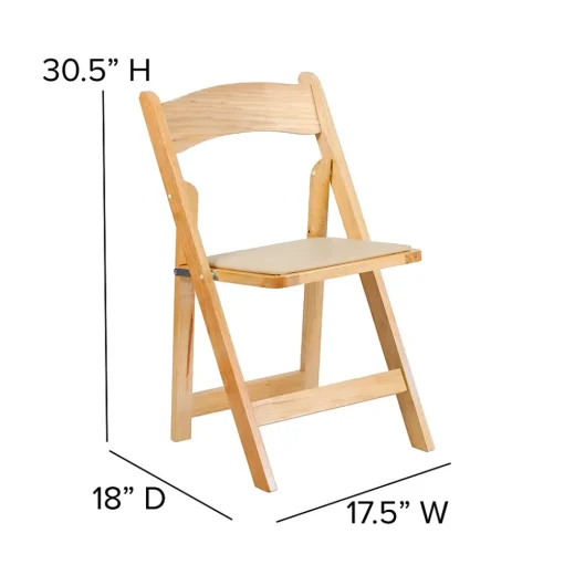 Flash Furniture Folding & Stacking<HERCULES™ Wood Armless Folding Chair, Natural, 4/Pack (4XF2903NATURAL)