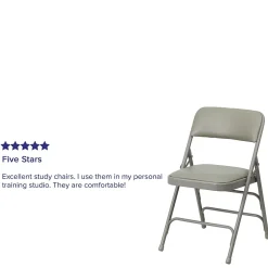 Flash Furniture Folding & Stacking<HERCULES™ Curved Triple Braced Vinyl Armless Folding Chair, Gray, 4/Pack