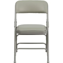 Flash Furniture Folding & Stacking<HERCULES™ Curved Triple Braced Vinyl Armless Folding Chair, Gray, 4/Pack