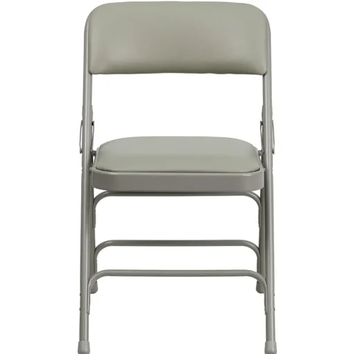 Flash Furniture Folding & Stacking<HERCULES™ Curved Triple Braced Vinyl Armless Folding Chair, Gray, 4/Pack