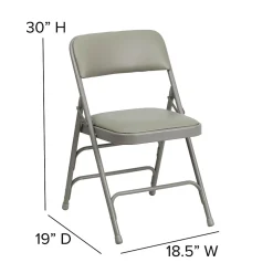 Flash Furniture Folding & Stacking<HERCULES™ Curved Triple Braced Vinyl Armless Folding Chair, Gray, 4/Pack