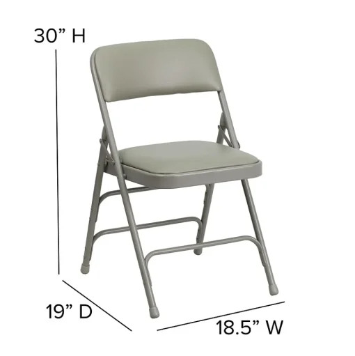 Flash Furniture Folding & Stacking<HERCULES™ Curved Triple Braced Vinyl Armless Folding Chair, Gray, 4/Pack