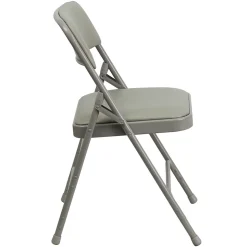 Flash Furniture Folding & Stacking<HERCULES™ Curved Triple Braced Vinyl Armless Folding Chair, Gray, 4/Pack