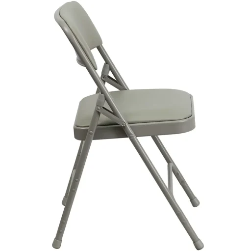 Flash Furniture Folding & Stacking<HERCULES™ Curved Triple Braced Vinyl Armless Folding Chair, Gray, 4/Pack