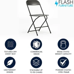 Flash Furniture Folding & Stacking<HERCULES Plastic Office Chair, Black (LE-L-3-BK-GG)