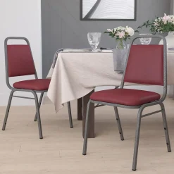 Flash Furniture Folding & Stacking<HERCULES™ 18"H Vinyl Trapezoidal Back Banquet Chair, Burgundy, 4/Pack (4FDBHF2VYVYL)