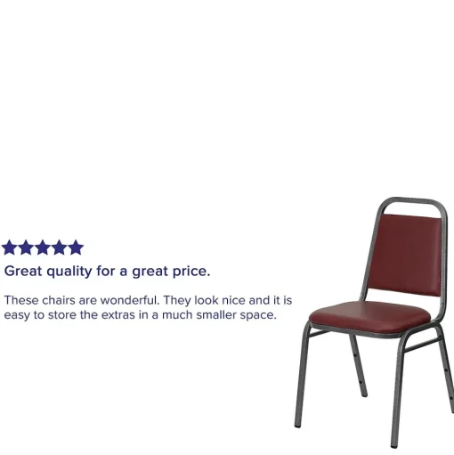 Flash Furniture Folding & Stacking<HERCULES™ 18"H Vinyl Trapezoidal Back Banquet Chair, Burgundy, 4/Pack (4FDBHF2VYVYL)