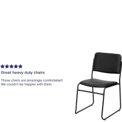Flash Furniture Folding & Stacking<HERCULES Series Vinyl Stacking Chair with Sled Base, Black (XU8700BLKBVYL30)