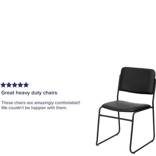 Flash Furniture Folding & Stacking<HERCULES Series Vinyl Stacking Chair with Sled Base, Black (XU8700BLKBVYL30)