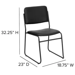 Flash Furniture Folding & Stacking<HERCULES Series Vinyl Stacking Chair with Sled Base, Black (XU8700BLKBVYL30)