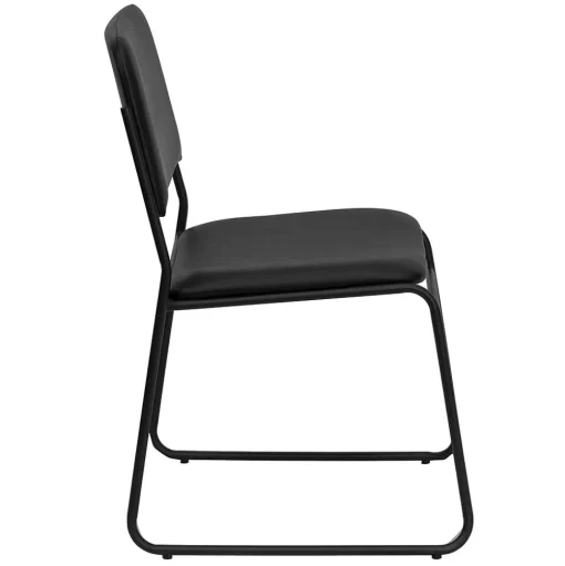 Flash Furniture Folding & Stacking<HERCULES Series Vinyl Stacking Chair with Sled Base, Black (XU8700BLKBVYL30)