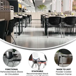 Flash Furniture Folding & Stacking<HERCULES Series Plastic Stack Chair, Black (RUTF01ABK)