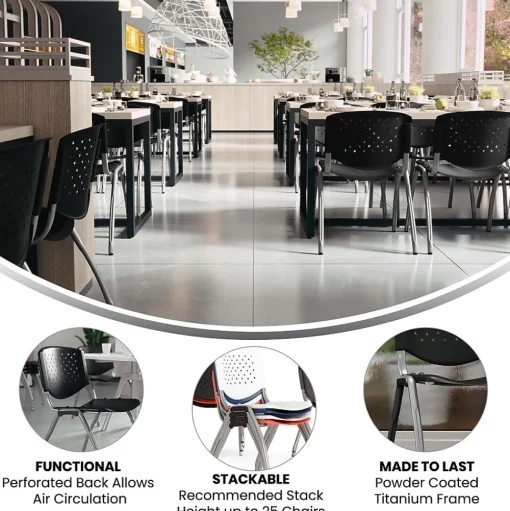 Flash Furniture Folding & Stacking<HERCULES Series Plastic Stack Chair, Black (RUTF01ABK)