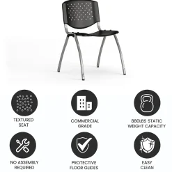 Flash Furniture Folding & Stacking<HERCULES Series Plastic Stack Chair, Black (RUTF01ABK)