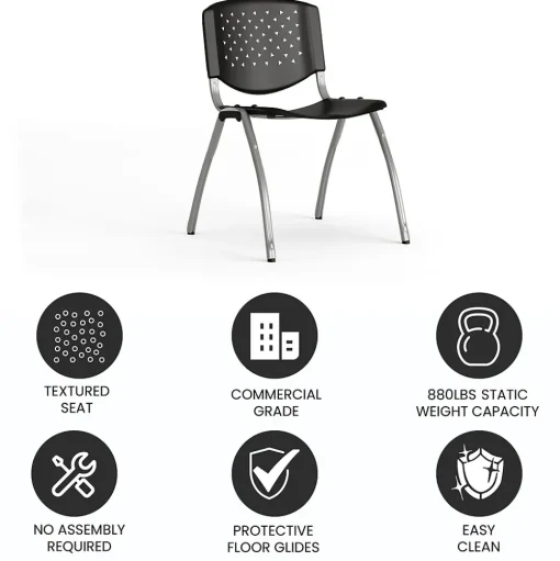 Flash Furniture Folding & Stacking<HERCULES Series Plastic Stack Chair, Black (RUTF01ABK)