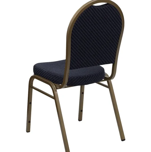 Flash Furniture Folding & Stacking<HERCULES™ Fabric Gold Frame Dome Back Banquet Chair, Navy, 4/Pack (4FDC03AG3774)