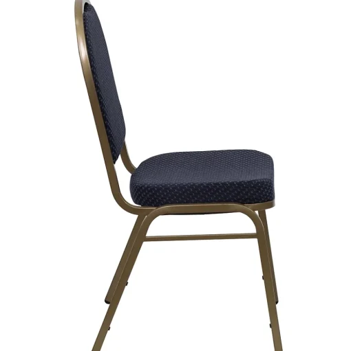 Flash Furniture Folding & Stacking<HERCULES™ Fabric Gold Frame Dome Back Banquet Chair, Navy, 4/Pack (4FDC03AG3774)