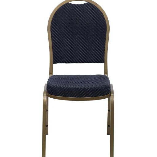 Flash Furniture Folding & Stacking<HERCULES™ Fabric Gold Frame Dome Back Banquet Chair, Navy, 4/Pack (4FDC03AG3774)