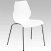 Flash Furniture Folding & Stacking<HERCULES Series Plastic Stack Chair with Lumbar Support, White (RUT288WH)