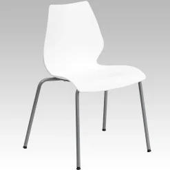 Flash Furniture Folding & Stacking<HERCULES Series Plastic Stack Chair with Lumbar Support, White (RUT288WH)