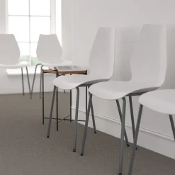 Flash Furniture Folding & Stacking<HERCULES Series Plastic Stack Chair with Lumbar Support, White (RUT288WH)