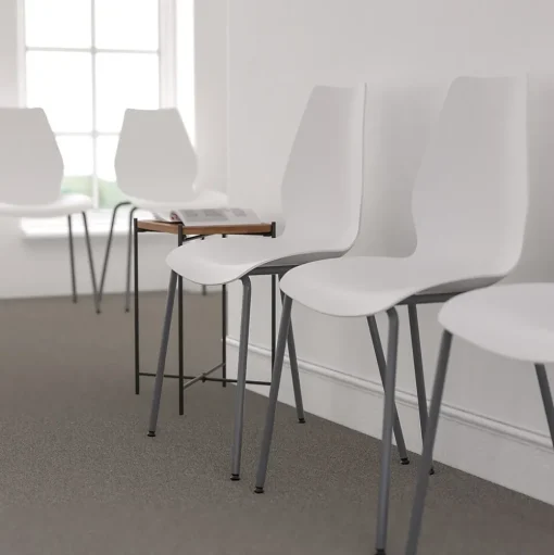 Flash Furniture Folding & Stacking<HERCULES Series Plastic Stack Chair with Lumbar Support, White (RUT288WH)