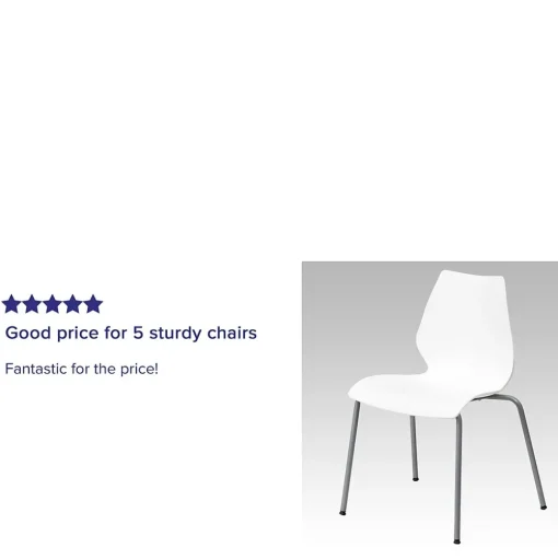 Flash Furniture Folding & Stacking<HERCULES Series Plastic Stack Chair with Lumbar Support, White (RUT288WH)