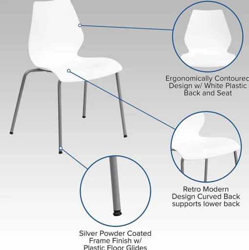 Flash Furniture Folding & Stacking<HERCULES Series Plastic Stack Chair with Lumbar Support, White (RUT288WH)