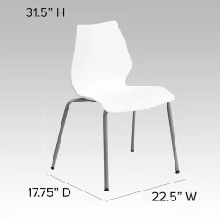 Flash Furniture Folding & Stacking<HERCULES Series Plastic Stack Chair with Lumbar Support, White (RUT288WH)