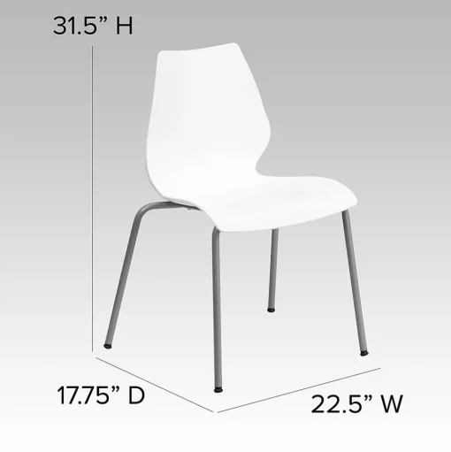 Flash Furniture Folding & Stacking<HERCULES Series Plastic Stack Chair with Lumbar Support, White (RUT288WH)