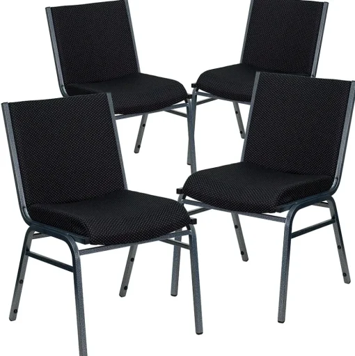 Flash Furniture Folding & Stacking<HERCULES Series Fabric Heavy Duty Stack Chair, Black Dot, 4 Pack (4XU60153BK)