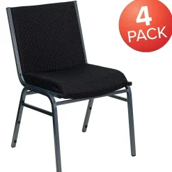 Flash Furniture Folding & Stacking<HERCULES Series Fabric Heavy Duty Stack Chair, Black Dot, 4 Pack (4XU60153BK)