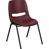 Flash Furniture Folding & Stacking<HERCULES Series Plastic Shell Stack Chair, Burgundy/Black (RUTEO1BY)