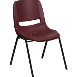 Flash Furniture Folding & Stacking<HERCULES Series Plastic Shell Stack Chair, Burgundy/Black (RUTEO1BY)