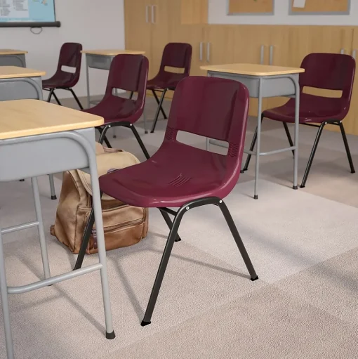 Flash Furniture Folding & Stacking<HERCULES Series Plastic Shell Stack Chair, Burgundy/Black (RUTEO1BY)