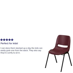 Flash Furniture Folding & Stacking<HERCULES Series Plastic Shell Stack Chair, Burgundy/Black (RUTEO1BY)