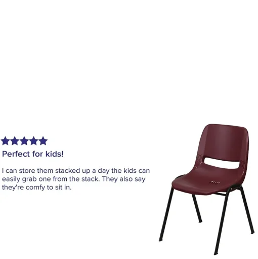 Flash Furniture Folding & Stacking<HERCULES Series Plastic Shell Stack Chair, Burgundy/Black (RUTEO1BY)