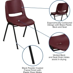 Flash Furniture Folding & Stacking<HERCULES Series Plastic Shell Stack Chair, Burgundy/Black (RUTEO1BY)