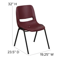 Flash Furniture Folding & Stacking<HERCULES Series Plastic Shell Stack Chair, Burgundy/Black (RUTEO1BY)
