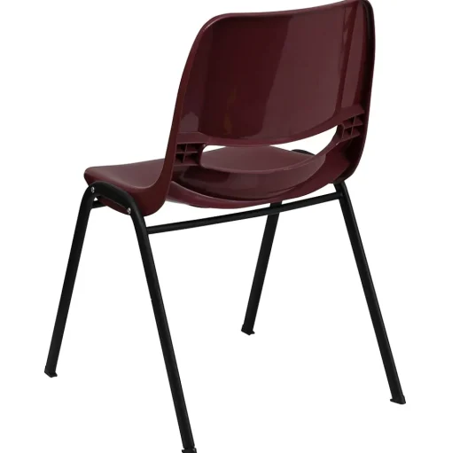Flash Furniture Folding & Stacking<HERCULES Series Plastic Shell Stack Chair, Burgundy/Black (RUTEO1BY)