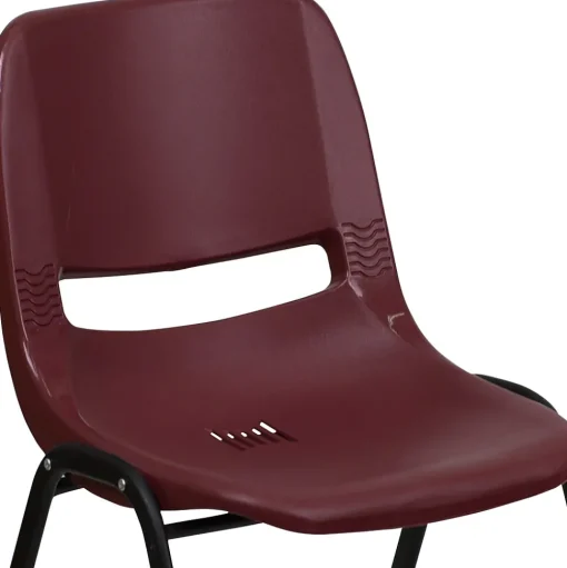 Flash Furniture Folding & Stacking<HERCULES Series Plastic Shell Stack Chair, Burgundy/Black (RUTEO1BY)