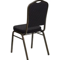 Flash Furniture Folding & Stacking<HERCULES Series Fabric Banquet Stacking Chair, Black Patterned/Gold Vein Frame, 4 Pack (4FDC01GVS0806)