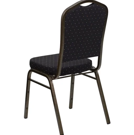 Flash Furniture Folding & Stacking<HERCULES Series Fabric Banquet Stacking Chair, Black Patterned/Gold Vein Frame, 4 Pack (4FDC01GVS0806)